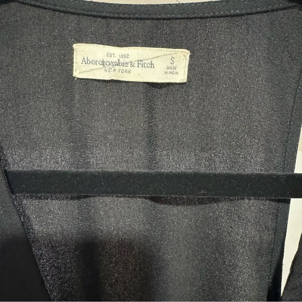 Abercrombie & Fitch Black Wrap Asymmetrical Tie Waist  Maxi Dress